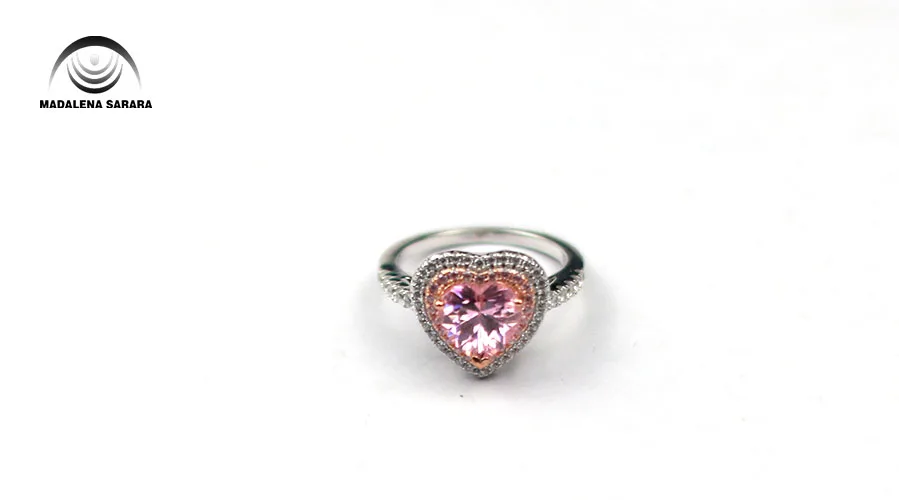 MADALENA SARARA One Carat Heart Shape AAAA Cubiz Zirconia Ring Sterling Silver 925 Ring Square Shape Purple Stone Ring