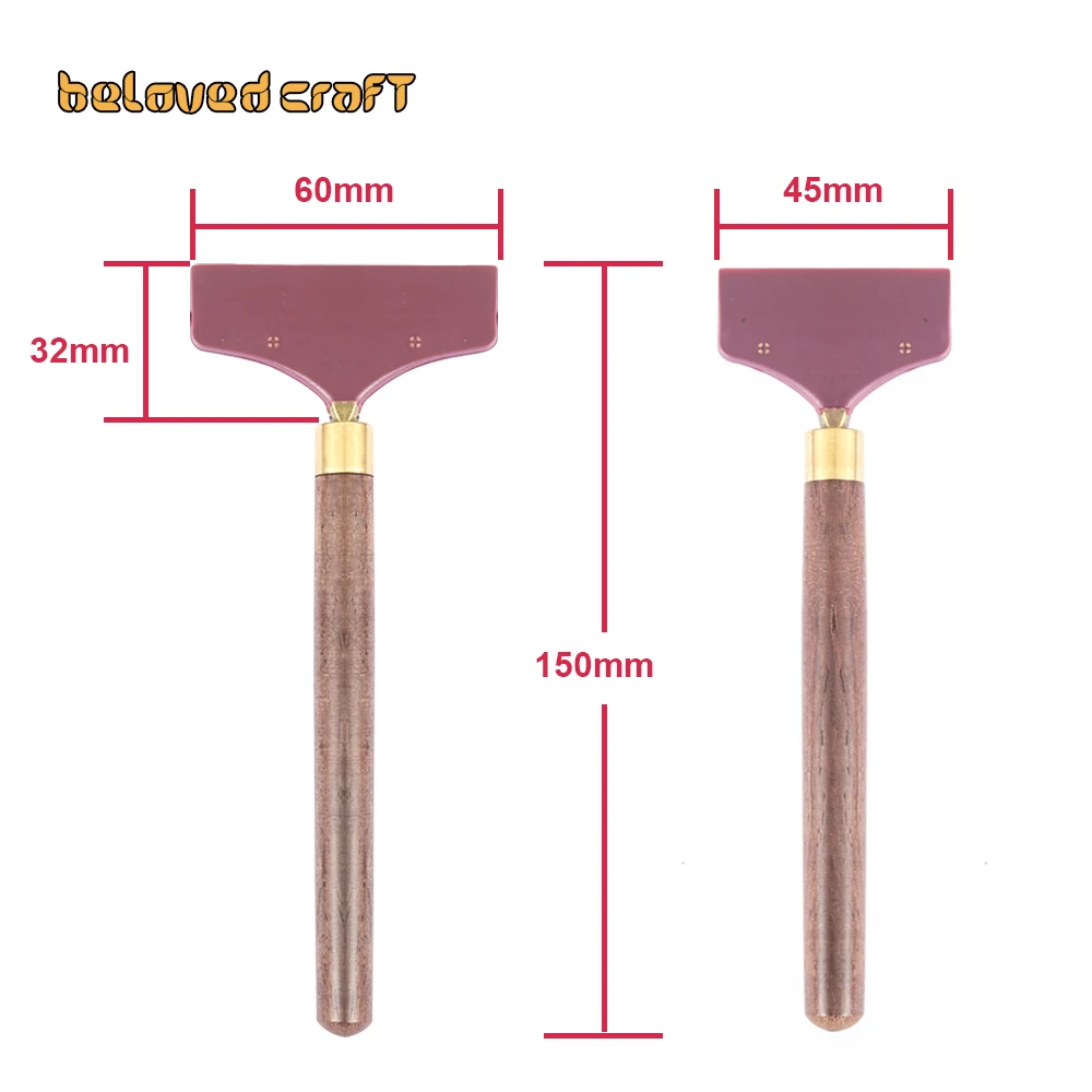 BelovedCraft Leather Scraper Sandalwood Handle Thin Gluing Gumming Board DIY Handmade Sewing Leather Smear Glue Tool