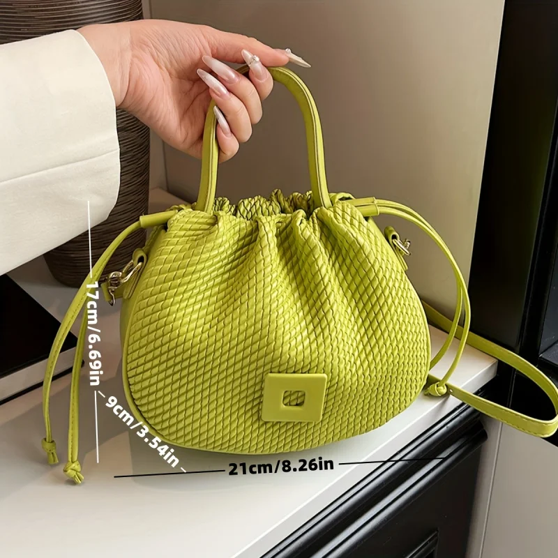 

Fashion texture, niche single shoulder crossbody bag, personalized handbag, women's 2026 new pleated drawstring bucket bag