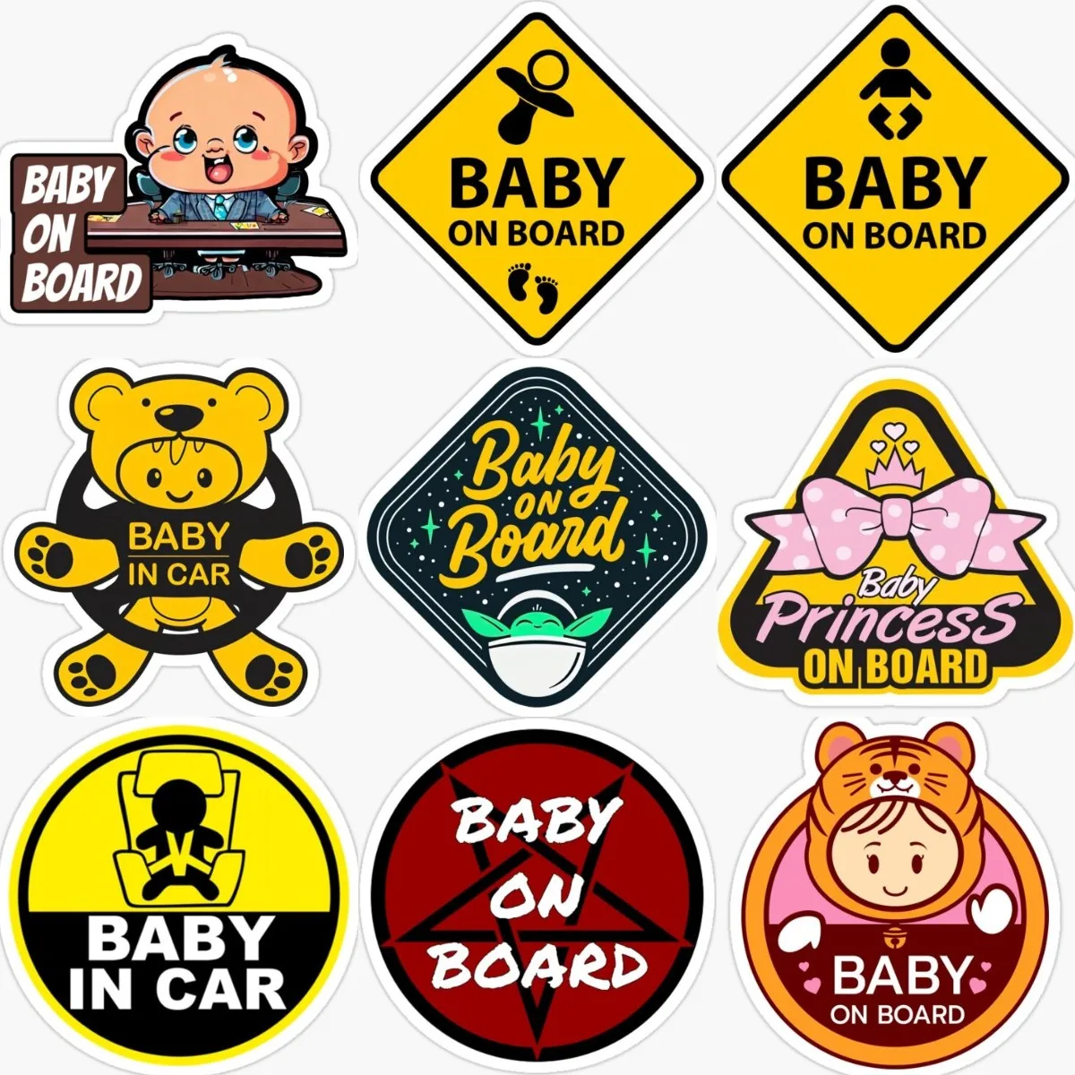

Creative Cute Baby on Board Baby in Car PVC Warning Sticker Decorate Motorcycle Truck Window Van Bumper Camper Decal Accessories