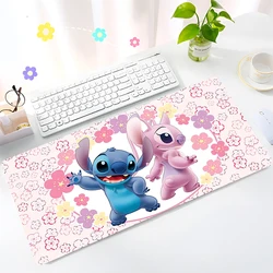 Cartoon Stitch Pink Mouse Pad Laptop Kawaii Flower Gaming Keyboard Rug PC Cute Anime Gamer Cabinet Mousepad XL Non Slip Desk Mat