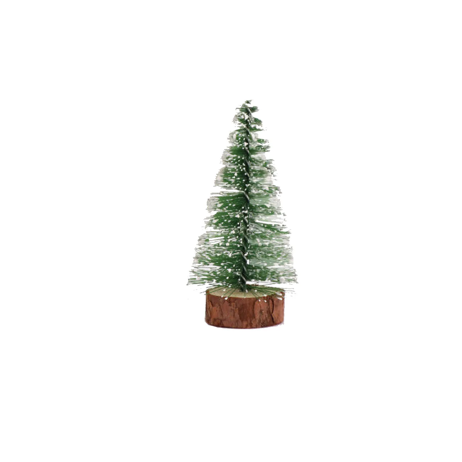 Mini Christmas Trees Desktop Miniature Tree Snow Frosted Sisal Trees With Wood Base Bottle Brush Trees Gnome Solar Garden Light