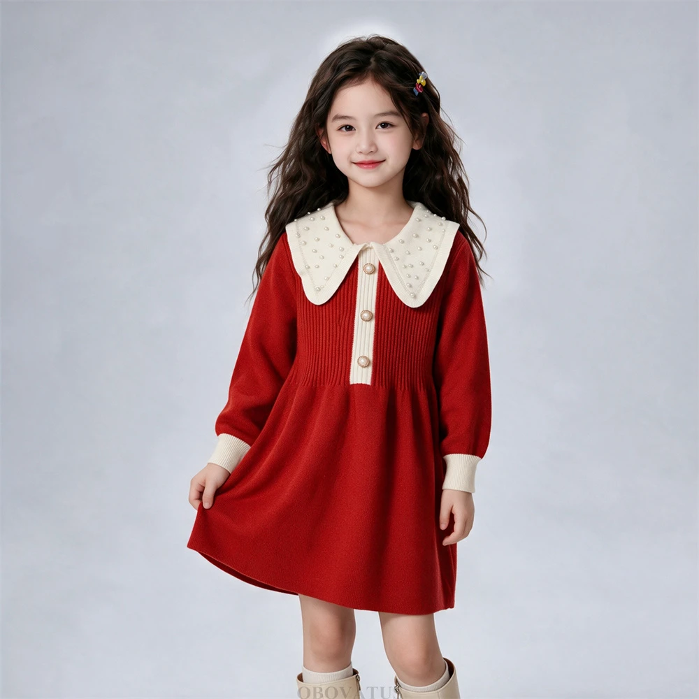 Luxe rode gebreide jurk met la - Baby Clothing High End recensie en prijs