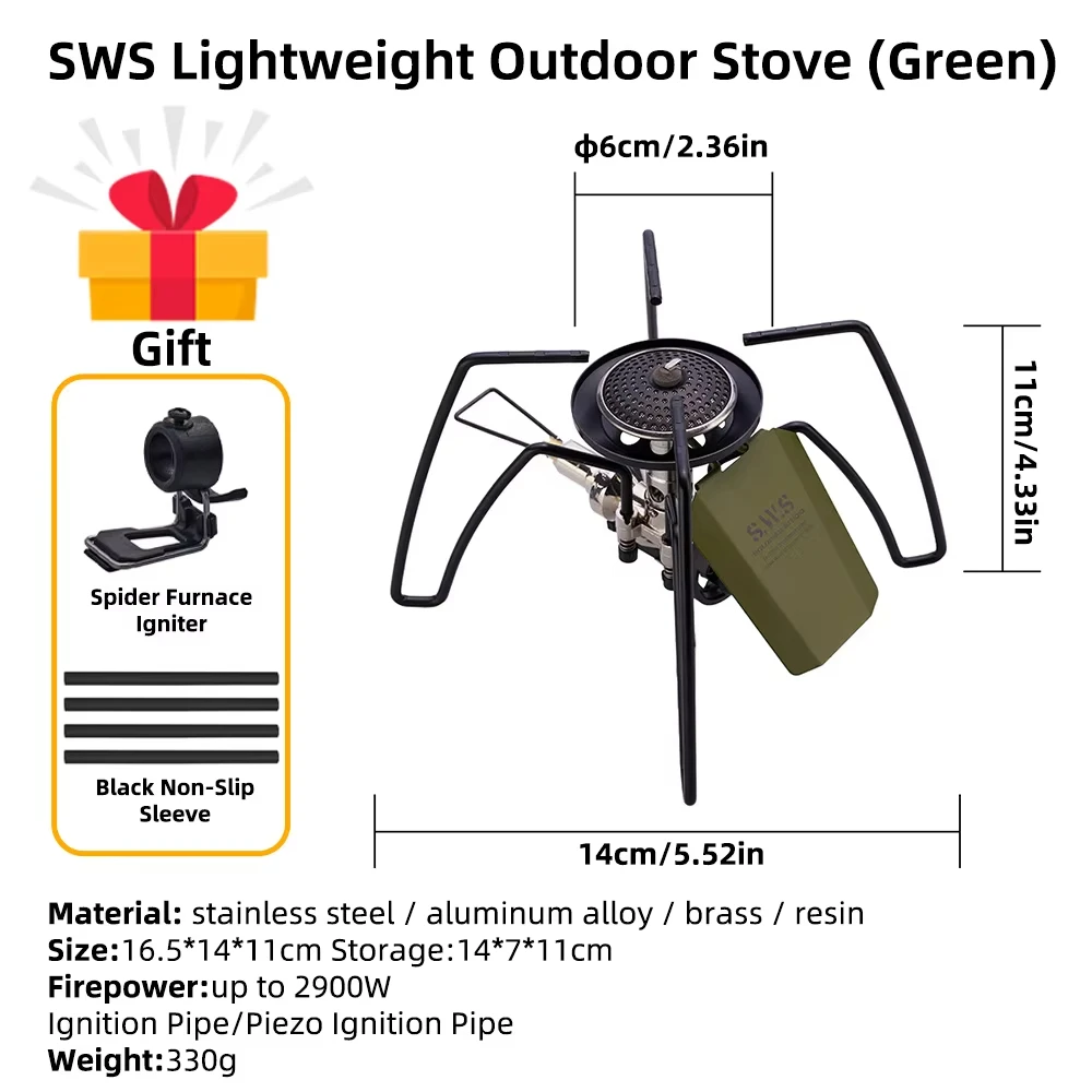 WELLHIKE Outdoor Stove Spider Stove Folding SWS Lightweight Mini Card Stove Outdoor Desk Stove Camping Tableware Barbecue