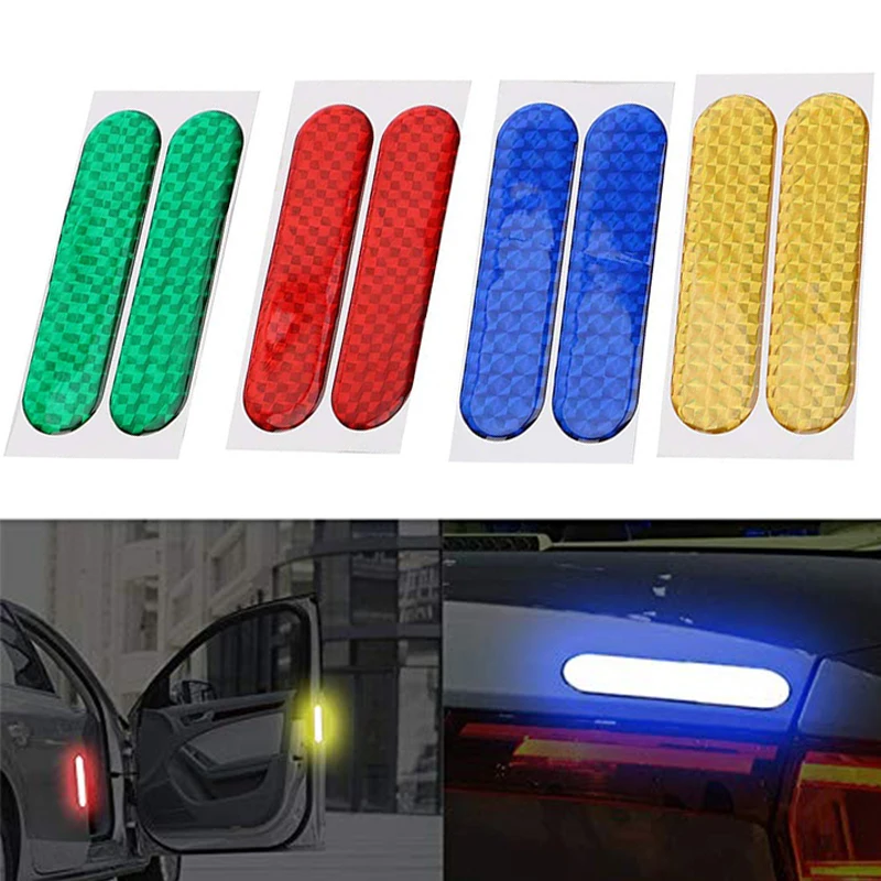 2pcs Car Reflective Sticker Decal Warning Reflective Tape Strips Car Door Stickers Safety Reflector Stickers Car Accessories