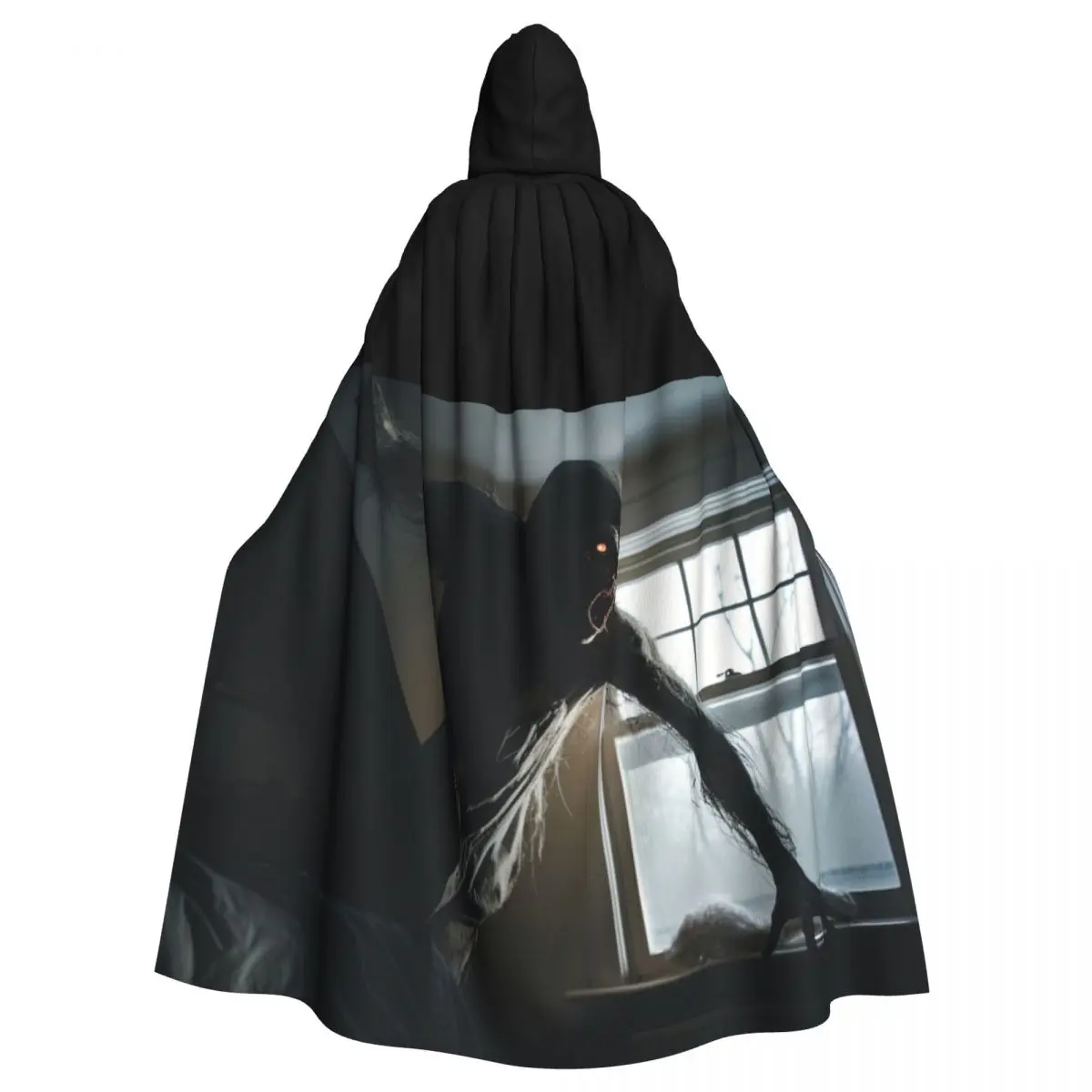 

Creepy Window Shadow Cloak for Gothic and Horror-Themed Events Unisex Adult Cloak with Hood Long Witch Costume Cosplay