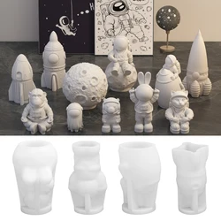 LZ022 3D Astronaut Silicone Candle Mold DIY Outer Space Platform Star Rocket Spaceman Gypsum molds For Craft Decoration