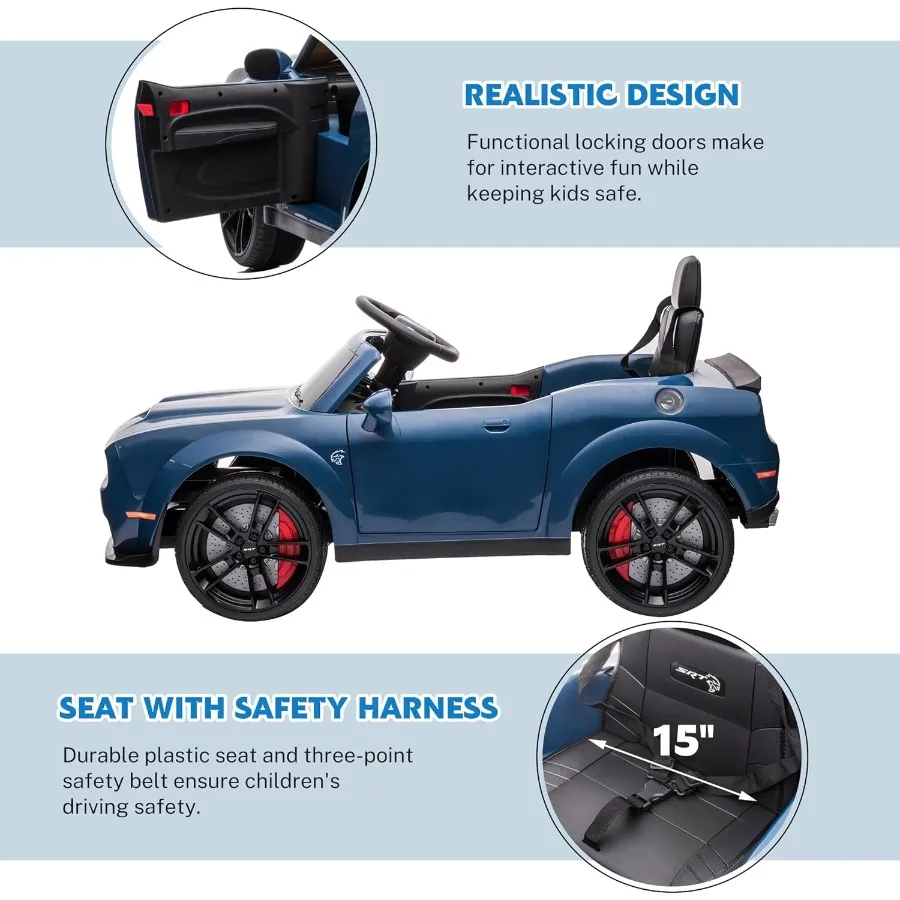 Auto elettrica con licenza Dodge Ride on Car 12V7Ah Veicolo elettrico alimentato a batteria Ride on Toys con telecomando 3 velocità LED H