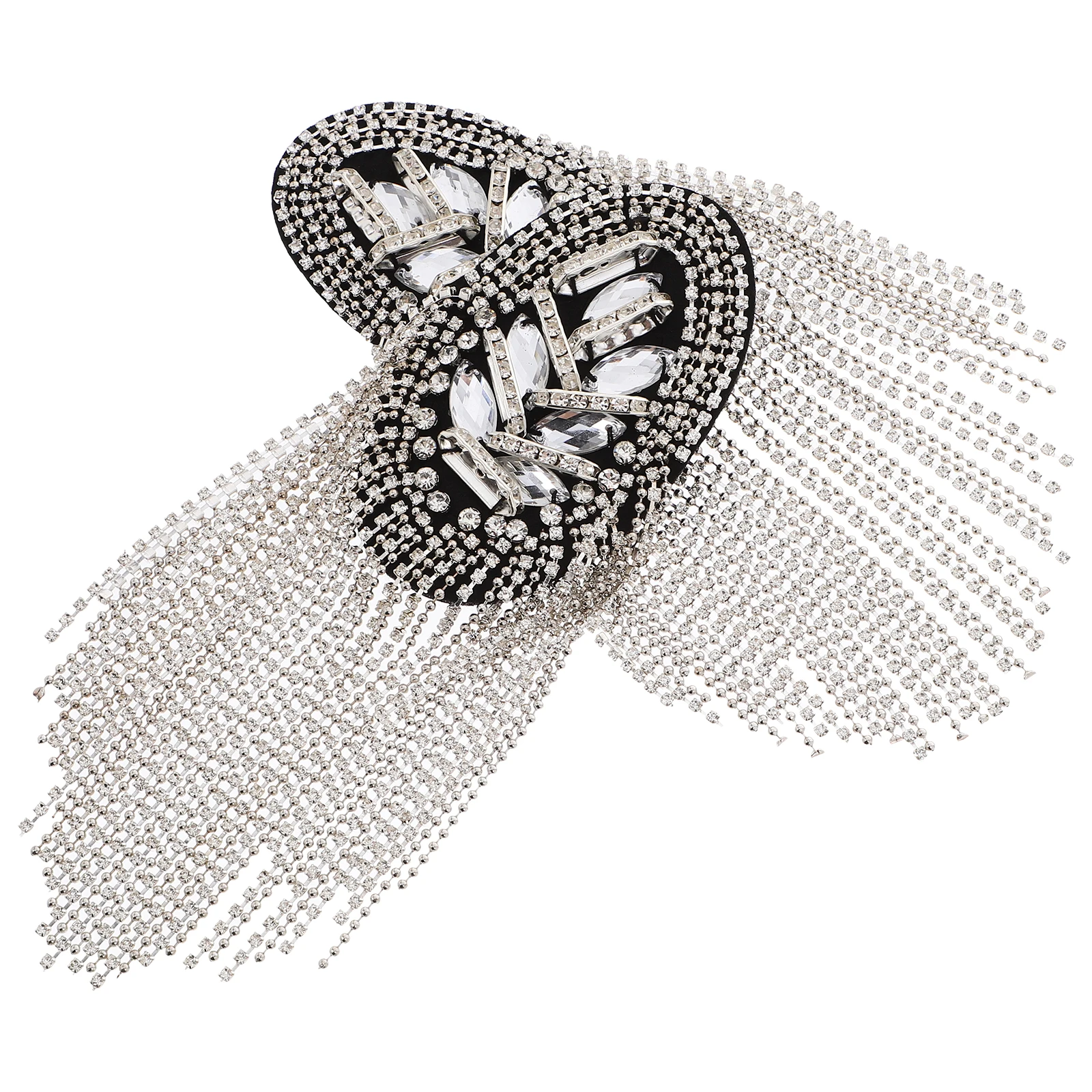 

Fringe Shoulder Epaulette Rhinestone Tassel Silver Pads Suit Man Detail Decorative Fashion Accessories Lightweight Durable