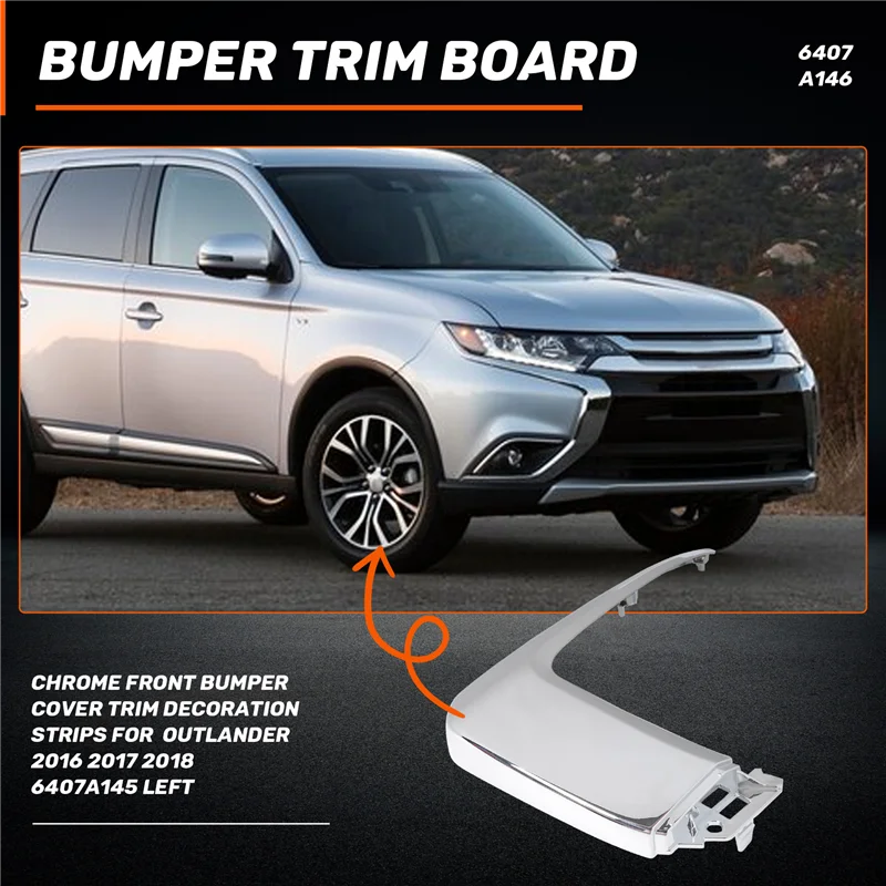 A19Q-Chroom Voorbumper Cover Trim Decoratie Strips Voor Mitsubishi Outlander 2016 2017 2018 6407A145