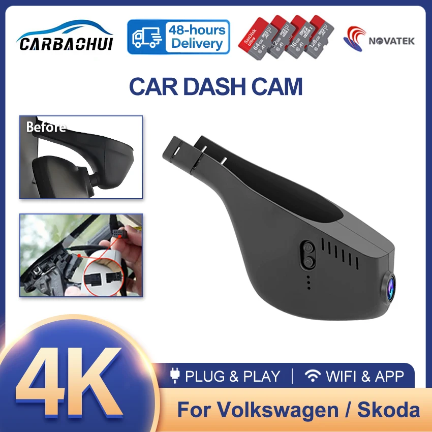 

4K Plug and Play Dash Cam Car DVR Camera For Volkswagen VW Passat B8,Tiguan MK2,CC,Golf,Multivan T6,Touran, For Skoda Octavia