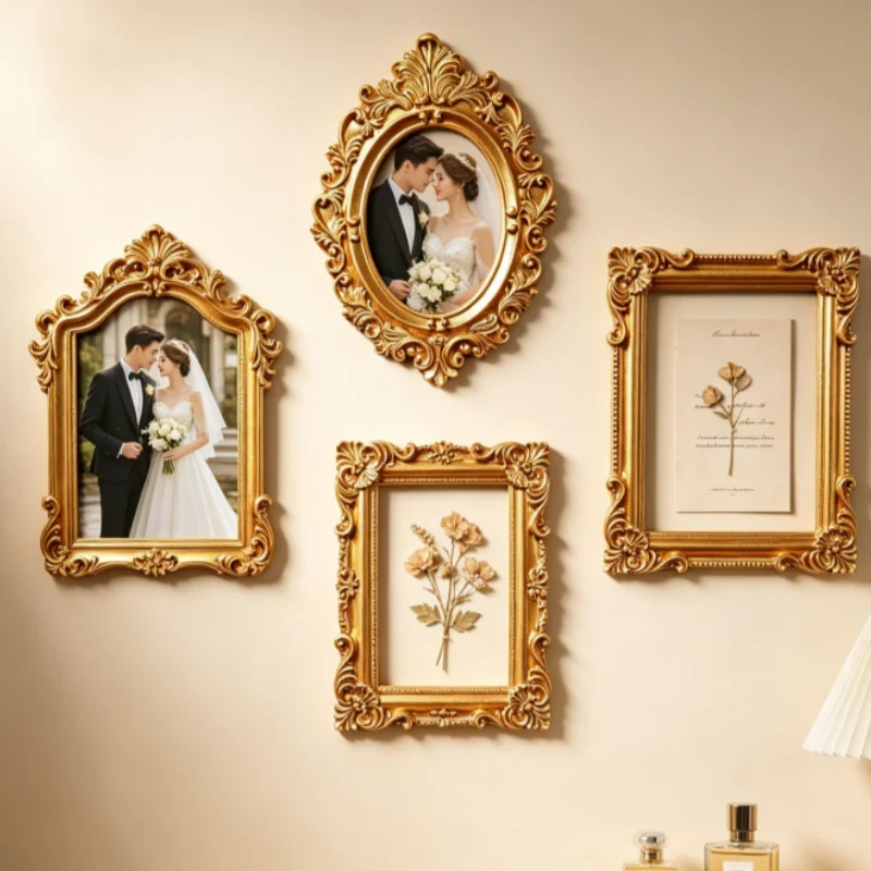 Vintage Gold Shadow Box Frame DIY 3D Memory Display Frame For Wedding Photo Keepsake Atmosphere Props Wall Mount Home Decoration