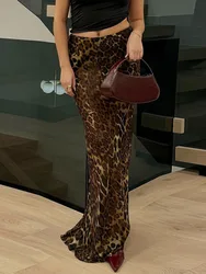 Mozision Leopard Print High Waist Sexy Maxi Skirt Women Autumn Winter New Fashion Slim Fit Elegant Club Party Print Long Skirts