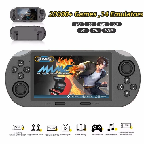 Consola de juegos portátil SF3000 con pantalla grande de 4,5 pulgadas, compatible con libros electrónicos, MP4, función musical, más de 20000 juegos integrados
