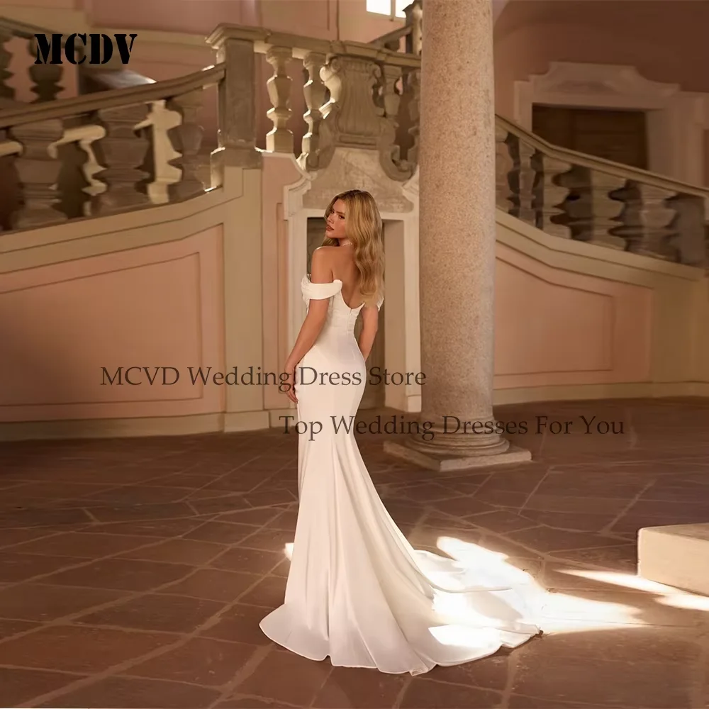

MCDV Mermaid Wedding Dresses Luxury 2025 Off Shoulder Pleat Split Elegant Bride Party Gowns Customized vestidos de novia 2025