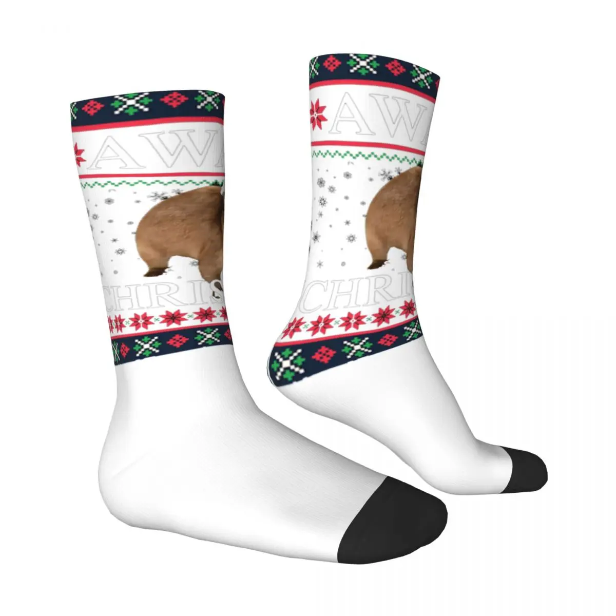 All Seasons Rock Hyrax Merry Christmas Ugly Style Socks Sport Middle Tube Sock Super Soft Stockings for Men Women Christmas Gift