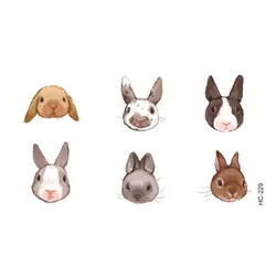 Water Transfer fake flsh tattoo cute cartoon gray rabbit   Waterproof Temporary Tattoo sticker  for adults  kids 10.5*6 cm