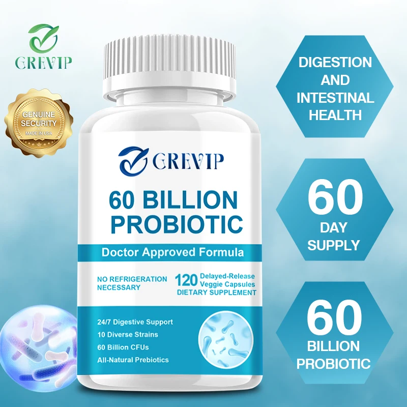 

Probiotics Capsules - 60 Billion CFU - Promotes Overall Digestive Health, Immunity, Gut Health, Gas & Bloating Relief