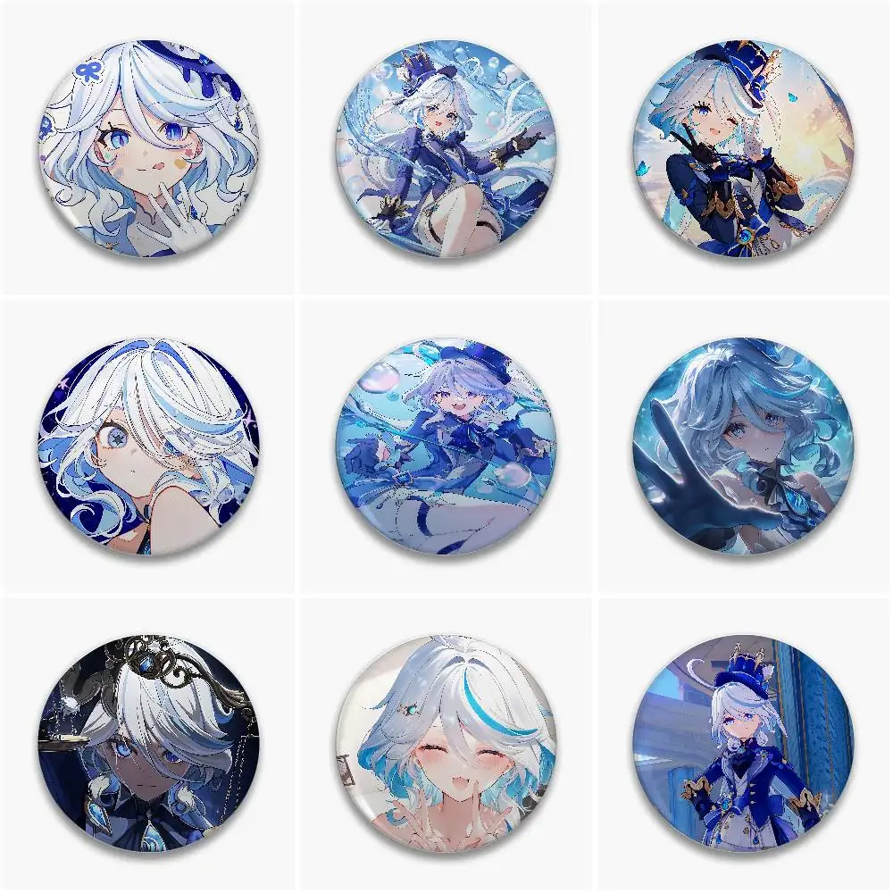 D-Furina From T-Genshin Impact Badges Button Pin Handmade Brooch For Clothes Badge Backpack Decoration Accessories