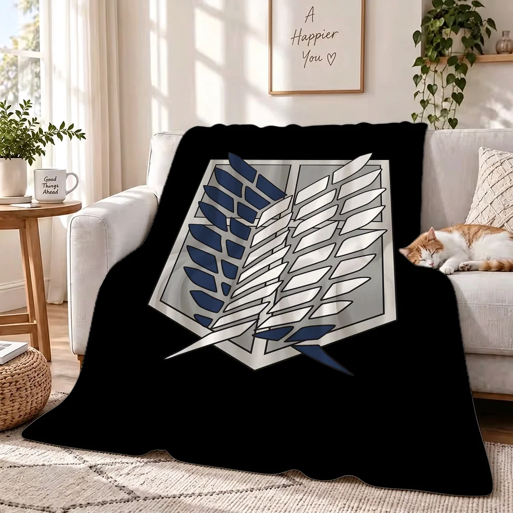 A-Attack on Titan Crest Blanket Perfect For Sofas Beds Offices Travel Camping Chairs Warm Thick Plush Blanket All Season Use