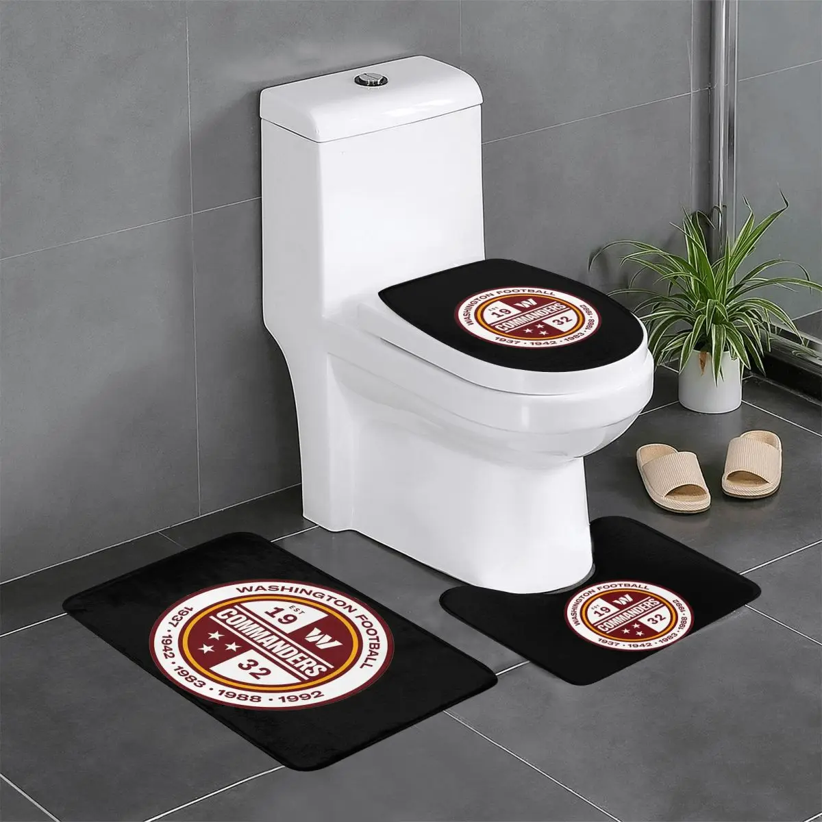 

Washington Commanders, 3-х предметный коврик для ванной, набор для ванной комнаты, крышка для унитаза, домашний декор, нескользящий ковер, напольный коврик