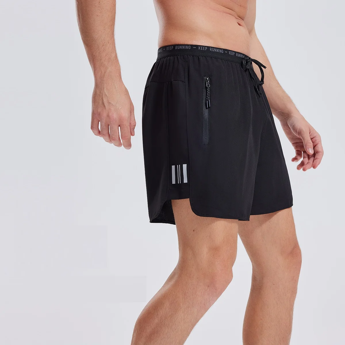 Mens Sports New Shorts Double Layers Running Yoga Fitness Pants Quick Dry Training Athletic Shorts With Zip Pockets