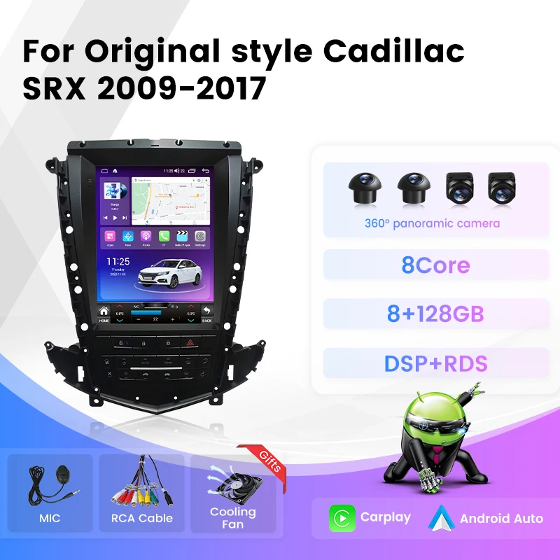 9.7 Inch 8+128G Android 13 Car Radio Screen Original style For Cadillac SRX 2009 2010-2017 4G LTE Wifi DSP RDS Carplay Auto 2Din