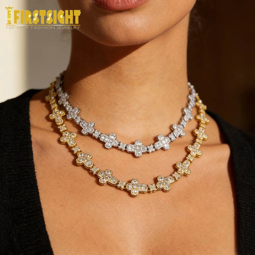 

Новое ожерелье-цепочка Iced Out Star Link с подвеской-крестом, золотистого и серебристого цвета, с кубическим цирконием, в стиле хип-хоп, для мужчин и женщин, ювелирные изделия