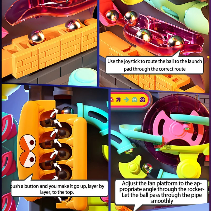 Juego de pista de aventura, modelo de bola rodante, juguetes educativos interactivos Montessori, animales cerebrales para niños, juguete de cohete espacial