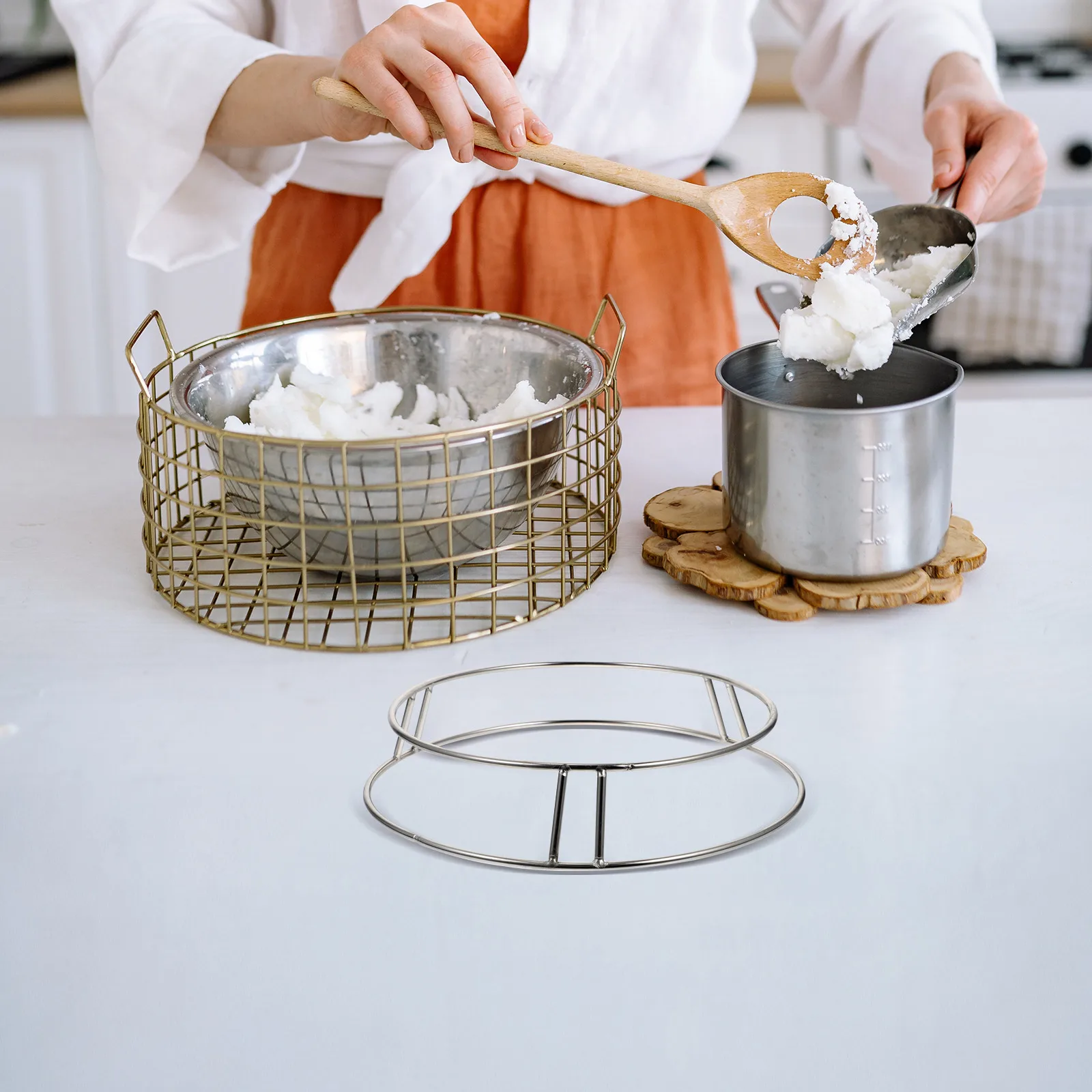 

Stainless Steel Pot Rack Heatproof Bold Solid Design Kitchen Holder Cooking Utensils Steam Clean