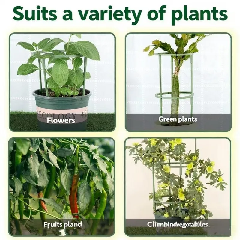 1-8pc Garden Plant Support Cage Plie Flower Stand Holder Plastic Semicircle Green House Orchard Fixing Rod Gardening Bonsai Tool