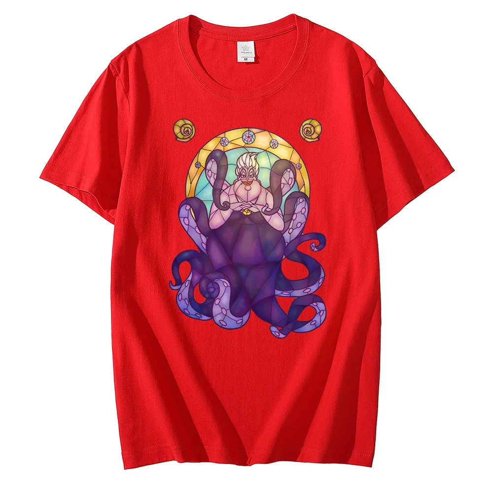 Disney The Little Mermaid Ursula print T-shirt Leisure Sports Street Harajuku Couple Student T-shirt