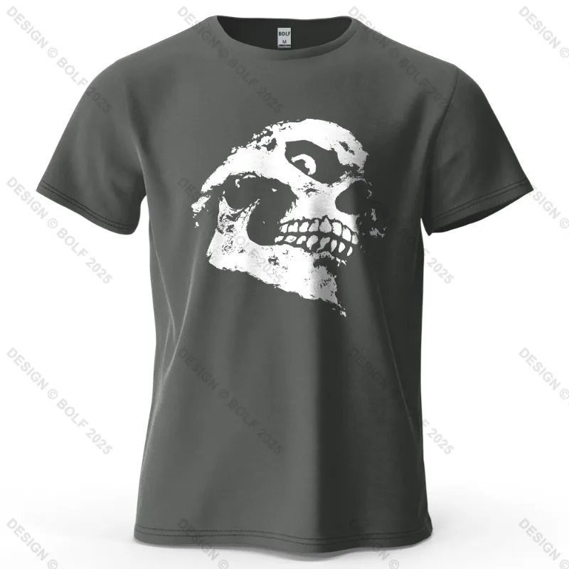 Dark Art Halloween Rock Skull Print Men's and Women's Fashion Trend Short Sleeve Summer New Soft Skin Friendly Casual T-shirt