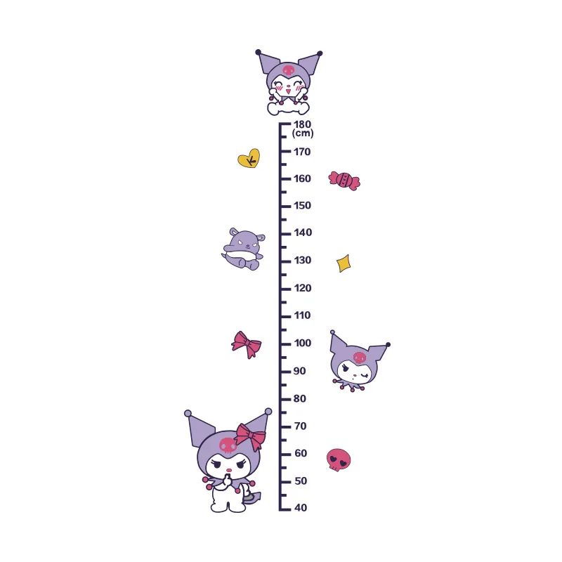 Sanrio Kuromi Wall Hanging Wall Sticker for Kids Room Decoration Height Measure Ruler Wallpaper Children Growth Chart Decor