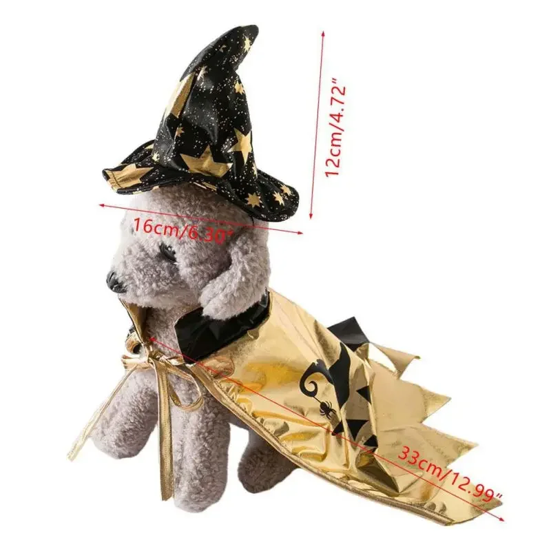 Huisdier Halloween Cosplay Vampiermantel voor kleine middelgrote hond Kat Puppykostuums met hoed Set Halloween Kleurblokkerende cape