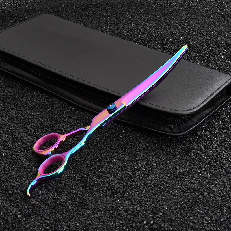 6.0 7.0 Inch Stainless Steel Thin Hair Bending Pet Scissors Set Bending Professional Pet Grooming Dog Cat Hair Scissors