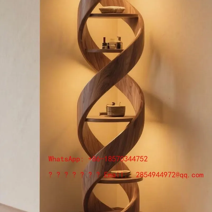 New Chinese North American Black Walnut Bookshelf All Solid Wood Living Room Decorative Rack Corner Cabinet Locker Shelf