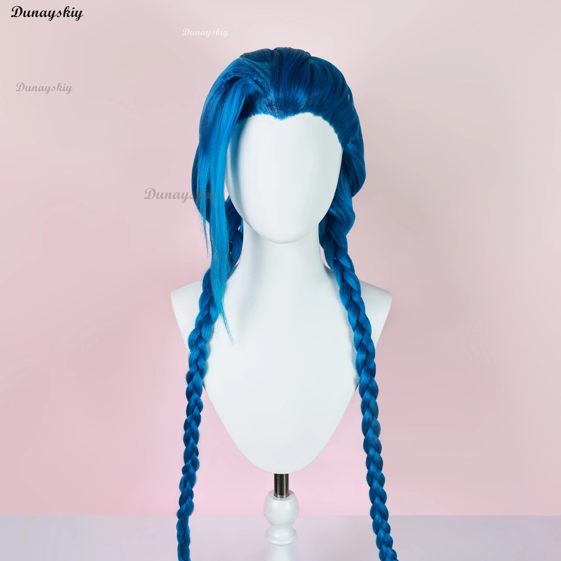 Anime LOL Jinx Cosplay Wig Long Braided Blue The Loose Cannon Wig with Blue Braid Heat Resistant Synthetic Hair Wigs Customized