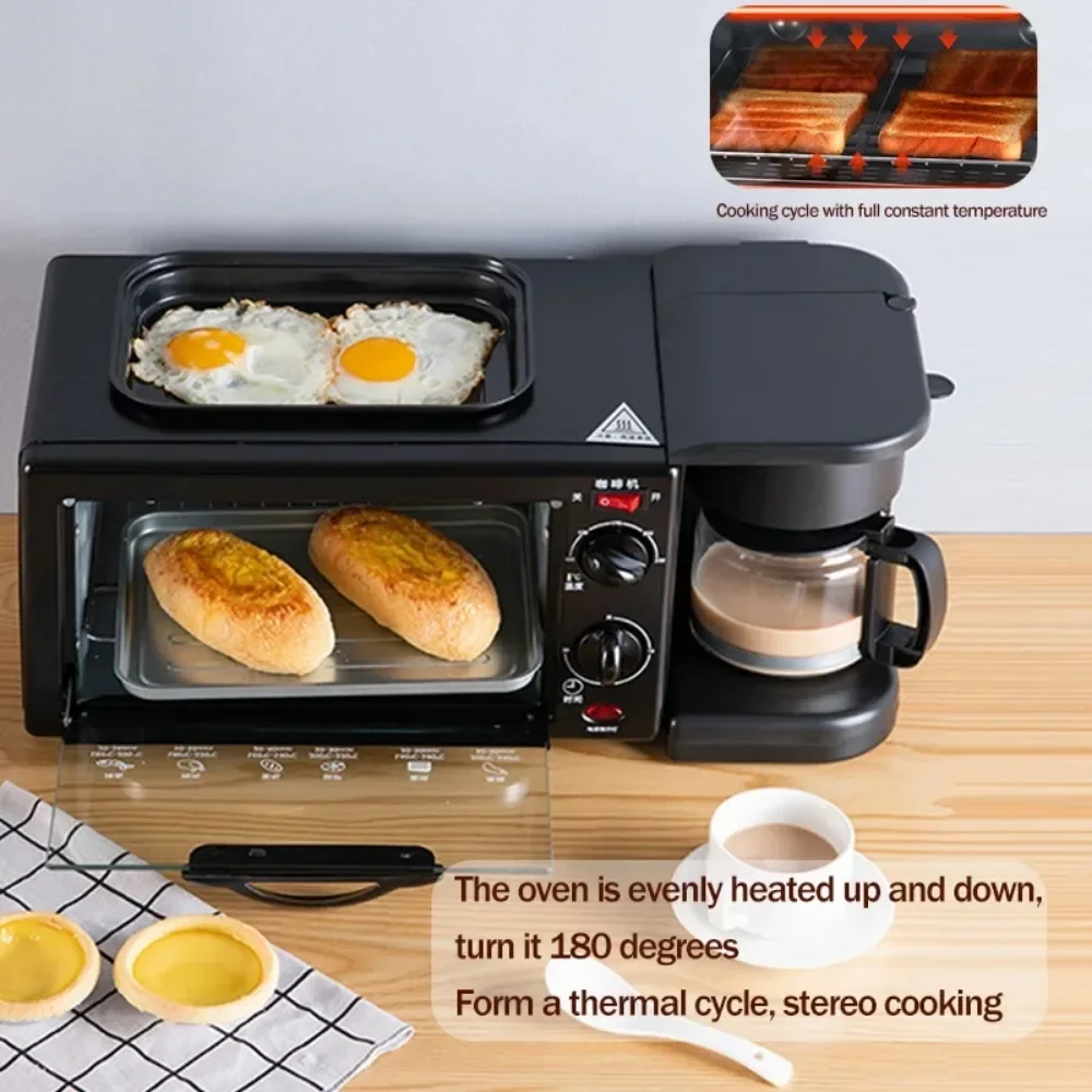 3 in 1 Breakfast Machine Bread Maker Toaster Electric Mini Oven Hot Dog Machine Kitchen Cooking Roti Maker Household