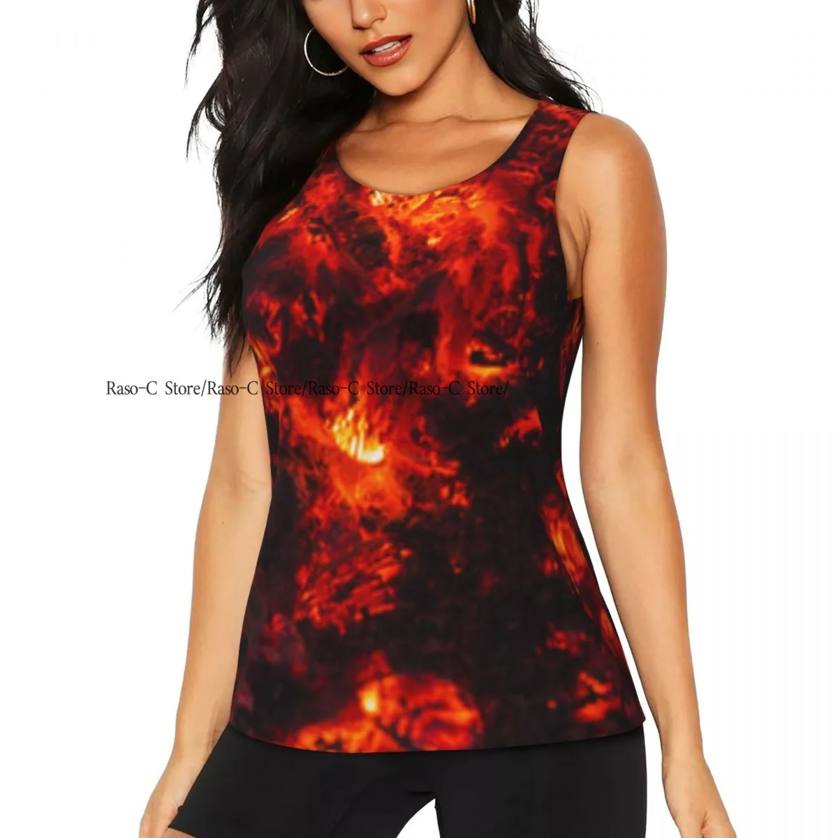 Women Sport tank Tops Loose Yoga Tops Quick Dry Workout Sport Tops Wood Embers In Fireplace Yoga Shirt