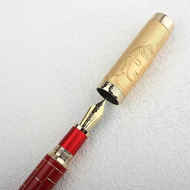 JINHAO نبضات القلب رقم 6 المعادن WUDAO قلم حبر بوذا Tathagata نمط Cassock غطاء القلم طالب الكتابة هدية الأعمال