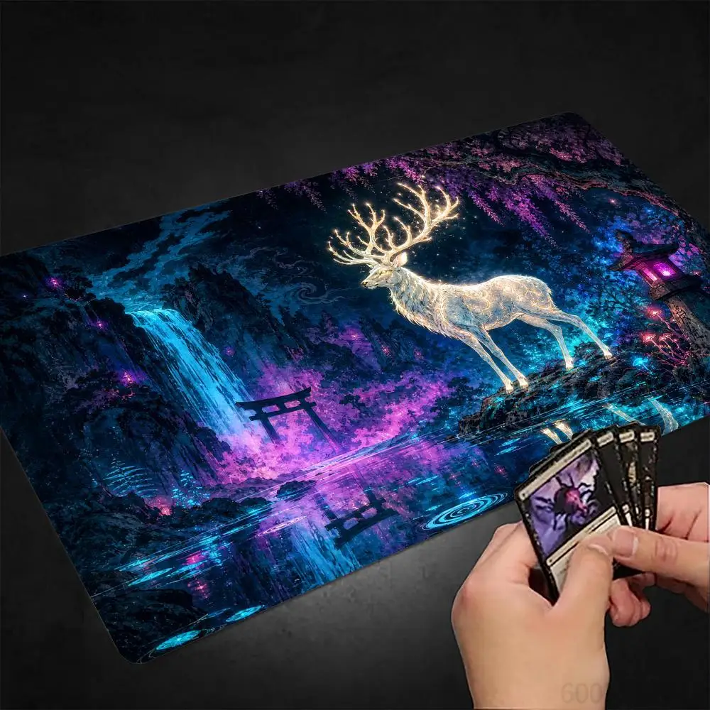 Mysterious Giant Deer MTG Playmat Magic Card Battle Mat Non-Slip Durable 35X60CM Commander Playmat Board Game Mat for TCG