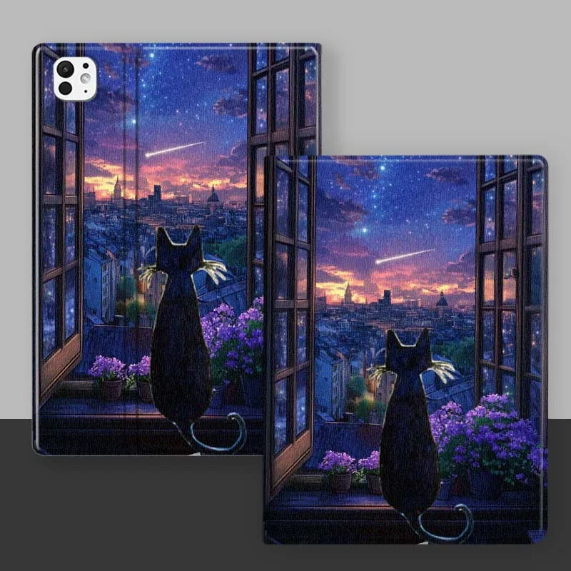 Silhouette Cat Sunset Sky For iPad Pro Mini Air 1 2 3 4 5 6 7 10 11 th 8 9 gen 11 M4 M5 Foldable Tablet Case Cover
