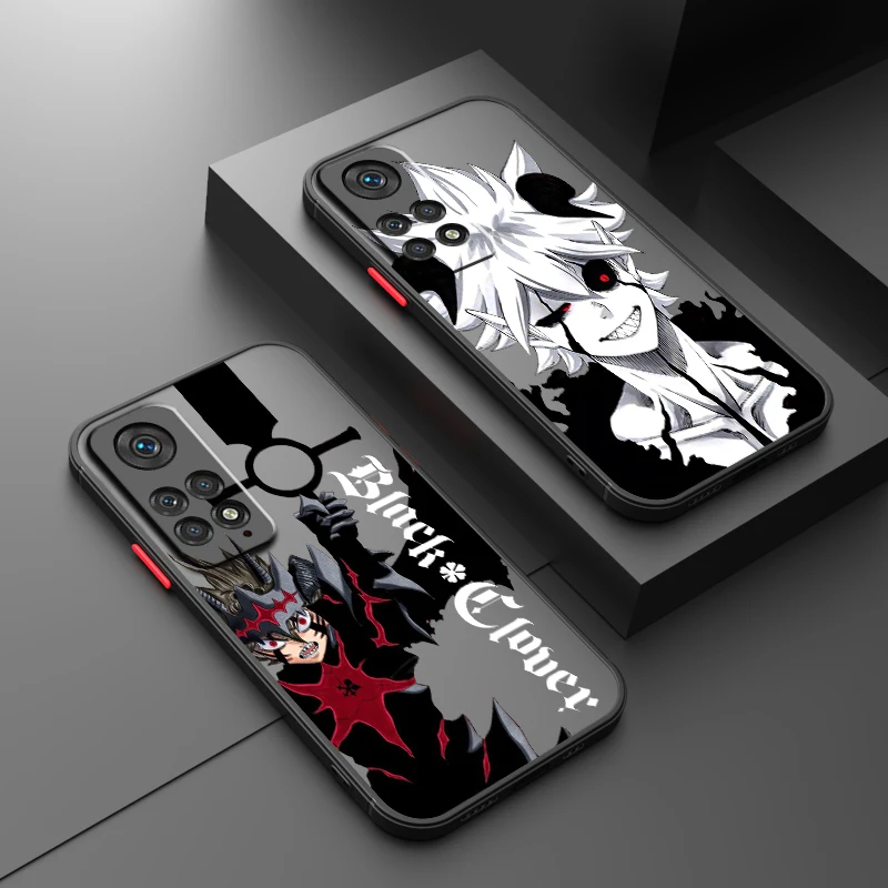 

B-Black C-Clover Pattern Art Frosted Translucent For Redmi 8 8A 9A 9C 9AT 9 9T 10X 10A 10C 10 11A 12C 12 13C 5G Funda