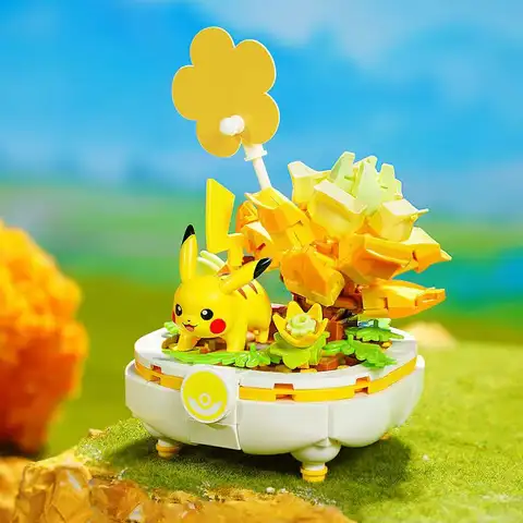 Ny Anime Pokemon DIY Byggsten Figur Leksaker Pikachu Sylveon Togepi Tecknad Modell Heminredning Växt Krukväxt Blomma Tegelsten 8 best sales lboyu mikrotegelsten - №5