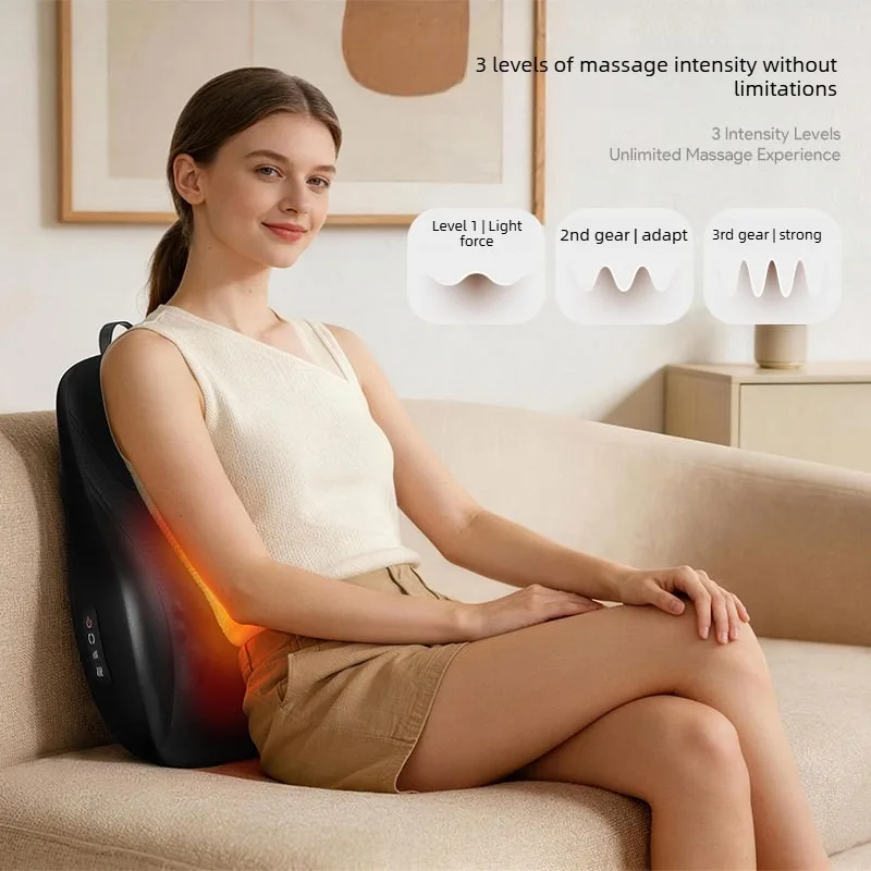 JAIYORL Lumbar Back Massage Cushion Shiatsu Simulated Human Kneading with Full back Heat Portable Massager for Home Office Car
