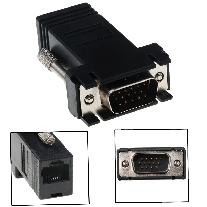 Удлинитель RJ45 к VGA «папа» к LAN CAT5e CAT6 Сетевой кабель Ethernet RJ45 Женский адаптер Компьютерный дополнительный переключатель Конвертер
