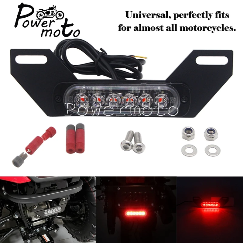 

For BMW Honda Harley Chopper Custom Bobber Cafe Universal Motorcycle Rear LED B6 License Plate Auxiliary Lights Burst Tail Light