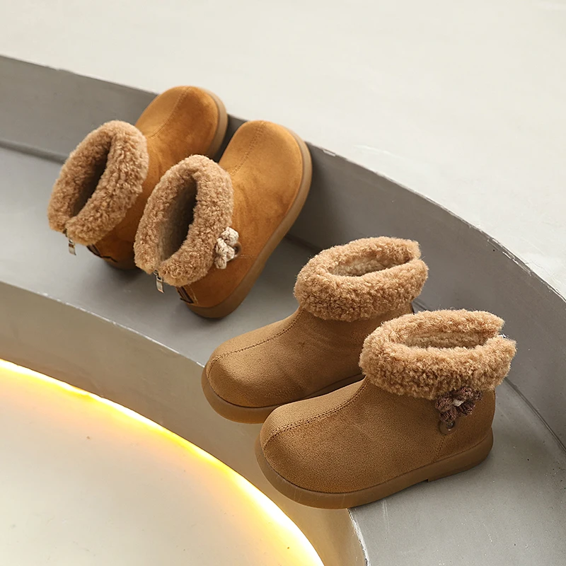 

Fashion Girls Elegant Cotton Boots Sweet Flower Children's Winter Princess Boots Non-slip Wedding Party Kids Causal Ankle Boots