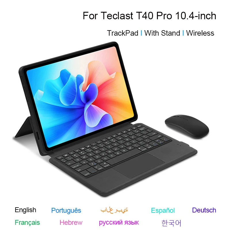 Wireless TrackPad Keyboard Case Hebrew Spanish Korean Portuguese For Teclast T40 Pro 10.4 Inch keyboard Protective Cover Case